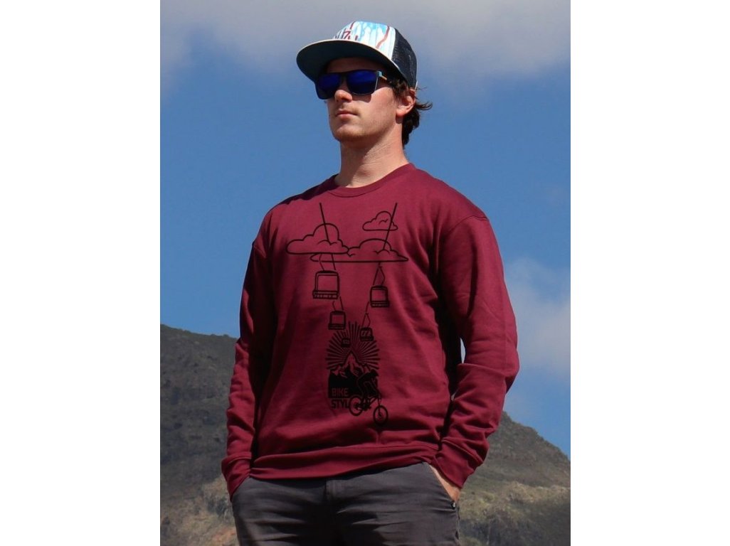 mikina Bikepark unisex burgundy hoodie