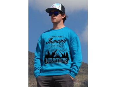 mikina Mountains therapy unisex blue hoodie