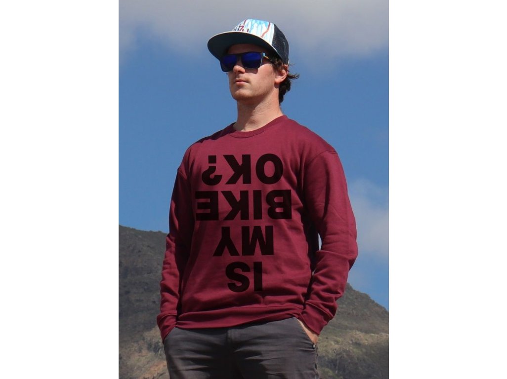 mikina Is my bike ok? unisex burgundy hoodie