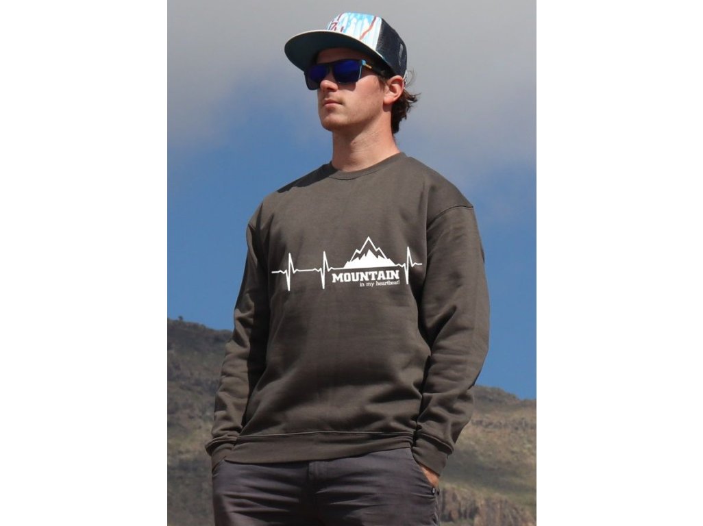 mikina Mountain is my heartbeat unisex dark-grey hoodie