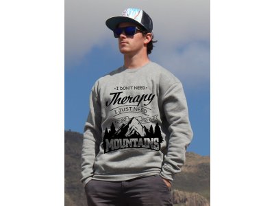 mikina Mountains therapy unisex grey hoodie