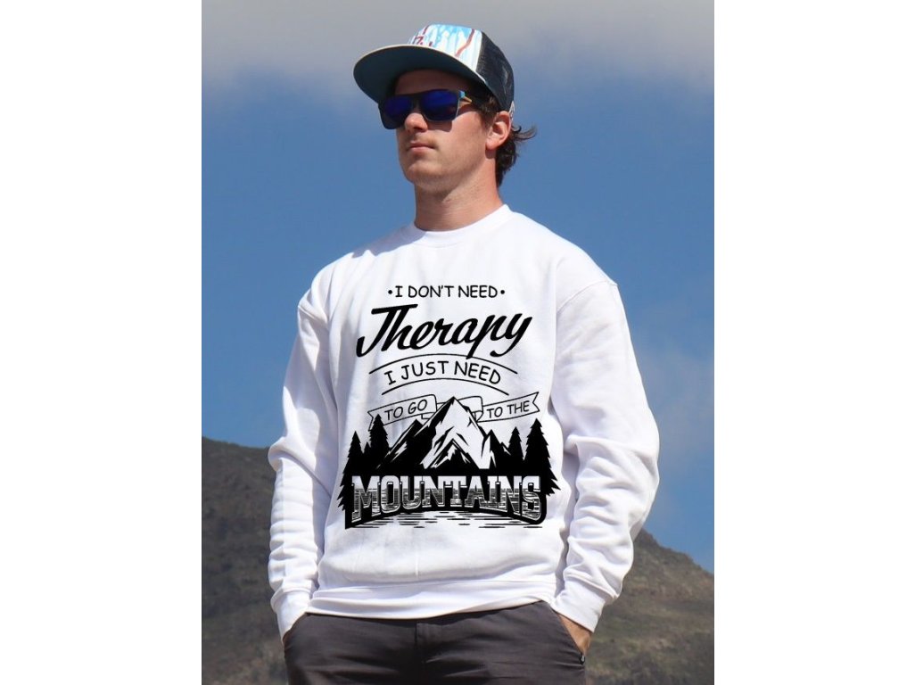 mikina Mountains therapy unisex white hoodie