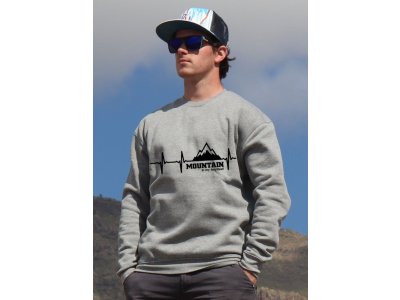 mikina Mountain is my heartbeat unisex grey hoodie