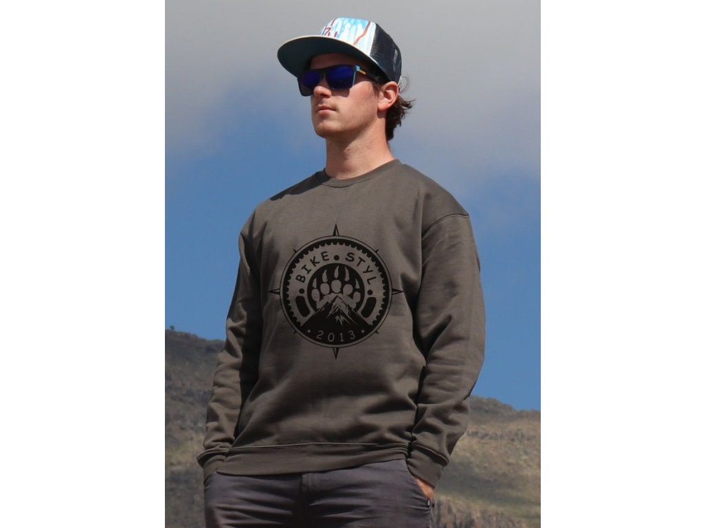 mikina Bikestyl unisex dark grey hoodie