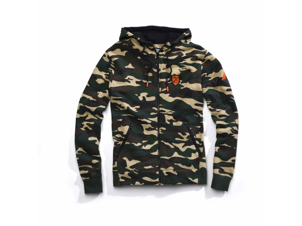 Pánská mikina 100% Interval zip hooded sweatshirt camo