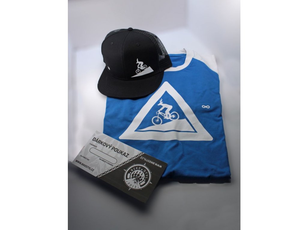 Tričko a kšiltovka UZU combo white-blue T-shirt&snapback