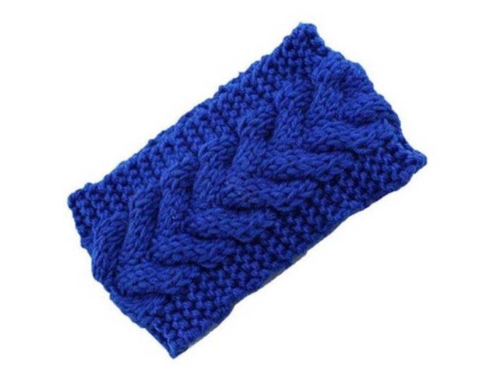 Dámská zimní pletená čelenka navy blue