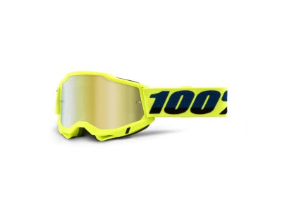 100% brýle motokrosové Accuri Fluo Yellow - zrcadlová skla - čirá skla