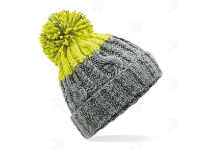 zimní čepice pletený kulich grey-yellow