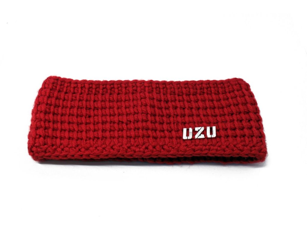 Dámská ručně pletená originální čelenka UZU red