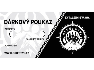 Dárkový poukaz na nákup v e-shopu Bikestyl.cz 1000Kč