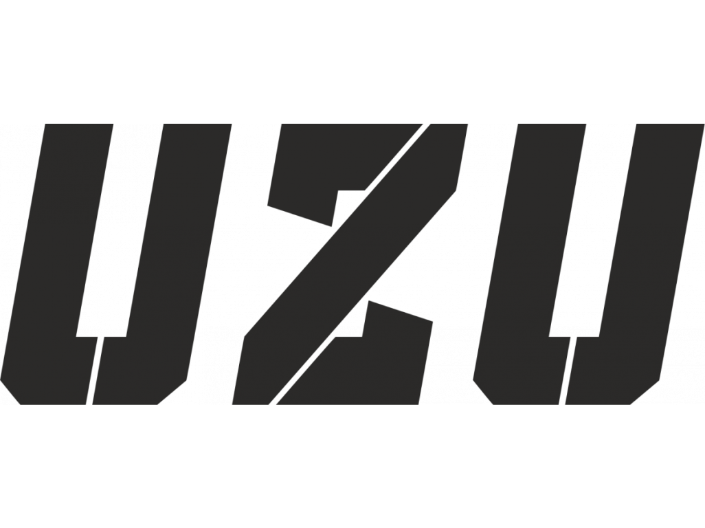 Nálepka UZU logo bílá 6x3