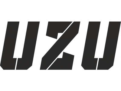 Nálepka UZU logo bílá 6x3