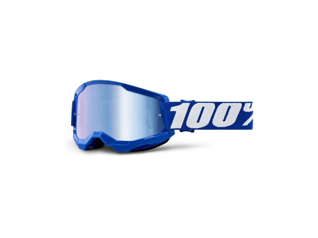 100% brýle motokrosové Strata 2 BLUE - MIRROR BLUE LENS