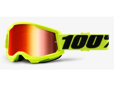 100% brýle motokrosové Accuri Fluo Yellow - zrcadlová skla - čirá skla